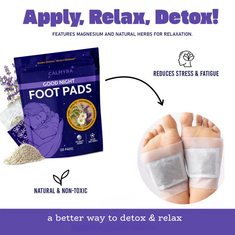 Calmyra Good Night Sleep Detox Foot Pads With Magnesium Glycinate 3 Calmyra Good Night Sleep Detox Foot Pads With Magnesium Glycinate
