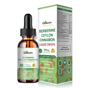GLOWVIX (2 Packs) Berberine Liquid Supplement with Ceylon Cinnamon Berberine Drops 1500mg