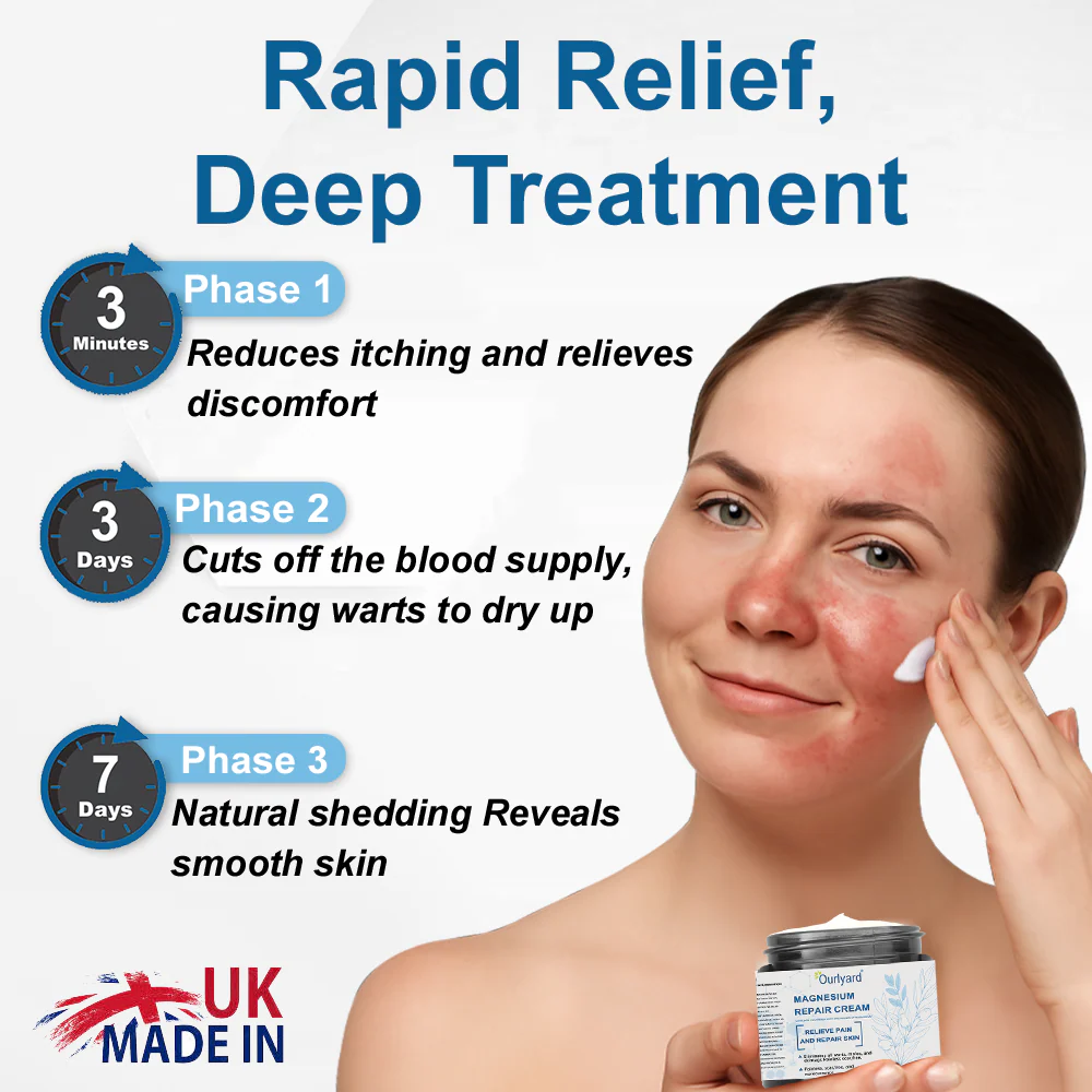 Ourlyard® Magnesium skin repair cream 2 Ourlyard® Magnesium skin repair cream (Psoriasis and Eczema Relief, Skin Repair, Even Tone, Rosacea and Dark Spot Treatment, Wart and Skin tags Removal)