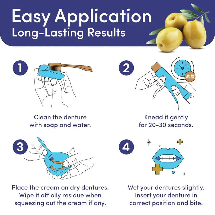 SmileFitPro™ Olive Oil Denture Adhesive Cream 8 SmileFitPro™ Olive Oil Denture Adhesive Cream