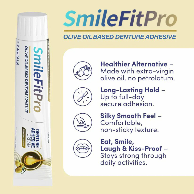 SmileFitPro™ Olive Oil Denture Adhesive Cream 3 SmileFitPro™ Olive Oil Denture Adhesive Cream