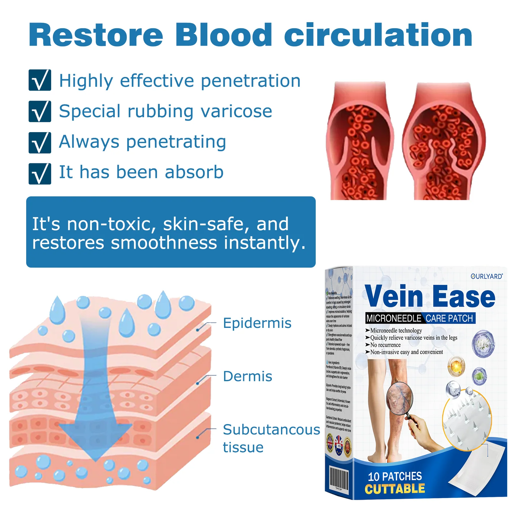 Ourlyard® Vein Ease Microneedle Care Patch - Cuttable 6 Ourlyard® Vein Ease Microneedle Care Patch - Cuttable - Image 6