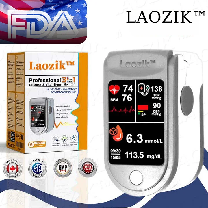 Laozik™ Professional 3-in-1 Blood Glucose & Body Health Monitor 1 Laozik™ Professional 3-in-1 Blood Glucose & Body Health Monitor